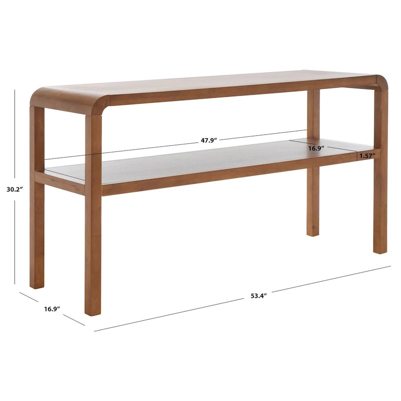Console 2 étages Maybell – 32 L x 15 P x 30 H – 53 L x 17 P x 30 H