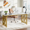 Bureau de direction de 63 pouces, bureau moderne avec cadre métallique robuste pour le bureau à domicile