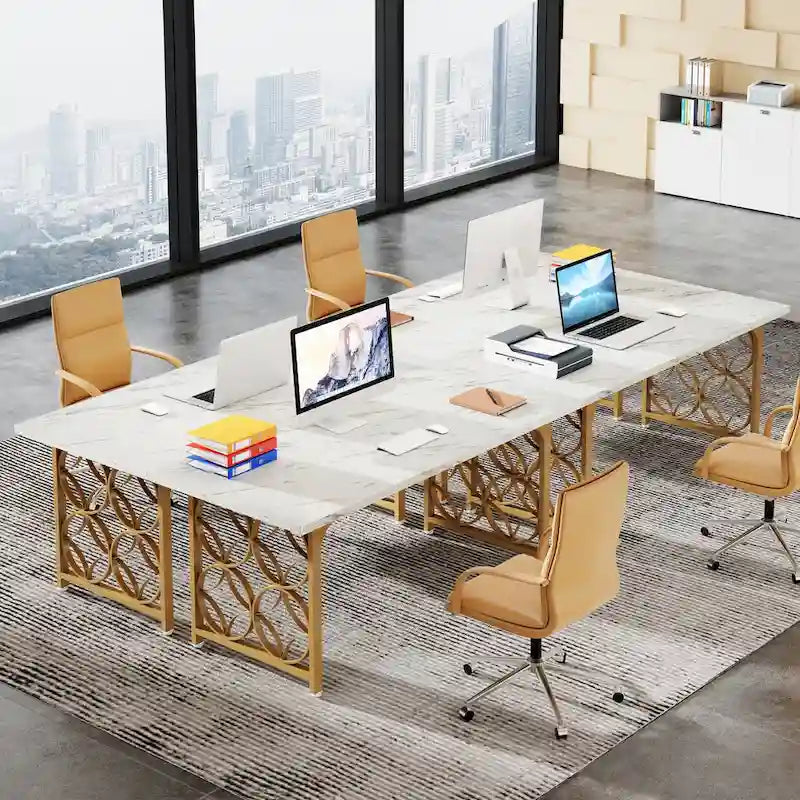 Bureau de direction de 63 pouces, bureau moderne avec cadre métallique robuste pour le bureau à domicile