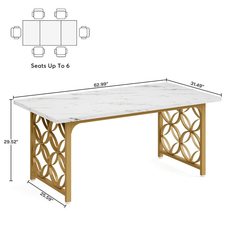 Bureau de direction de 63 pouces, bureau moderne avec cadre métallique robuste pour le bureau à domicile