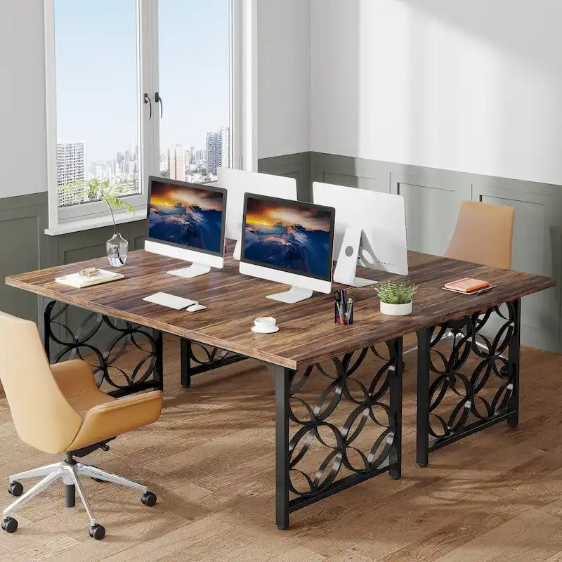 Bureau de direction de 63 pouces, bureau moderne avec cadre métallique robuste pour le bureau à domicile