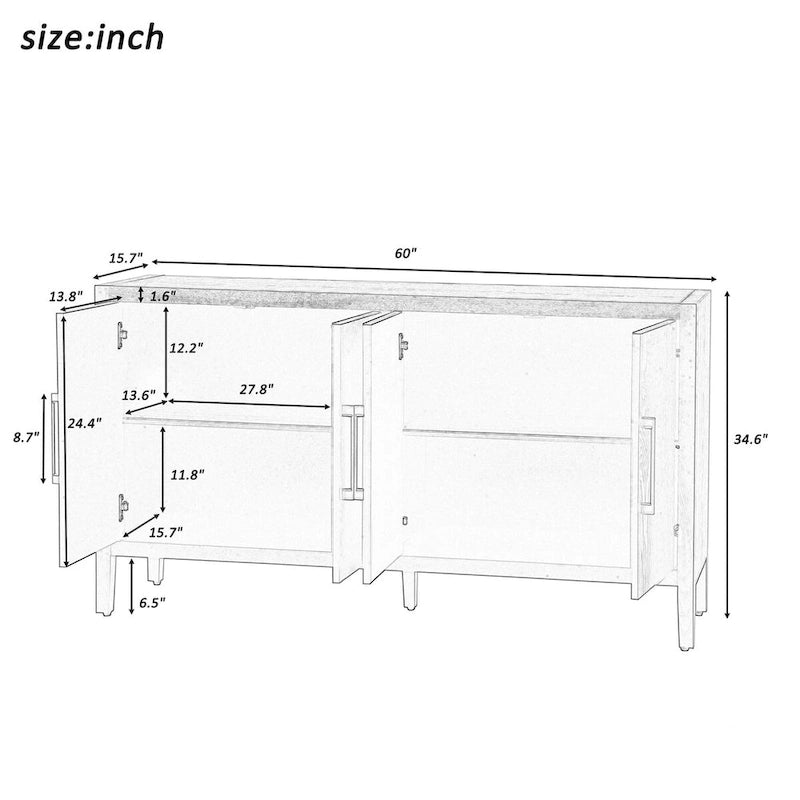 Meuble de rangement, buffet en bois avec étagères pour salon