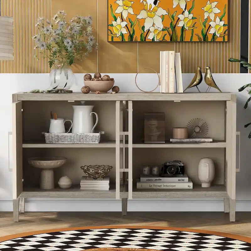 Meuble de rangement, buffet en bois avec étagères pour salon