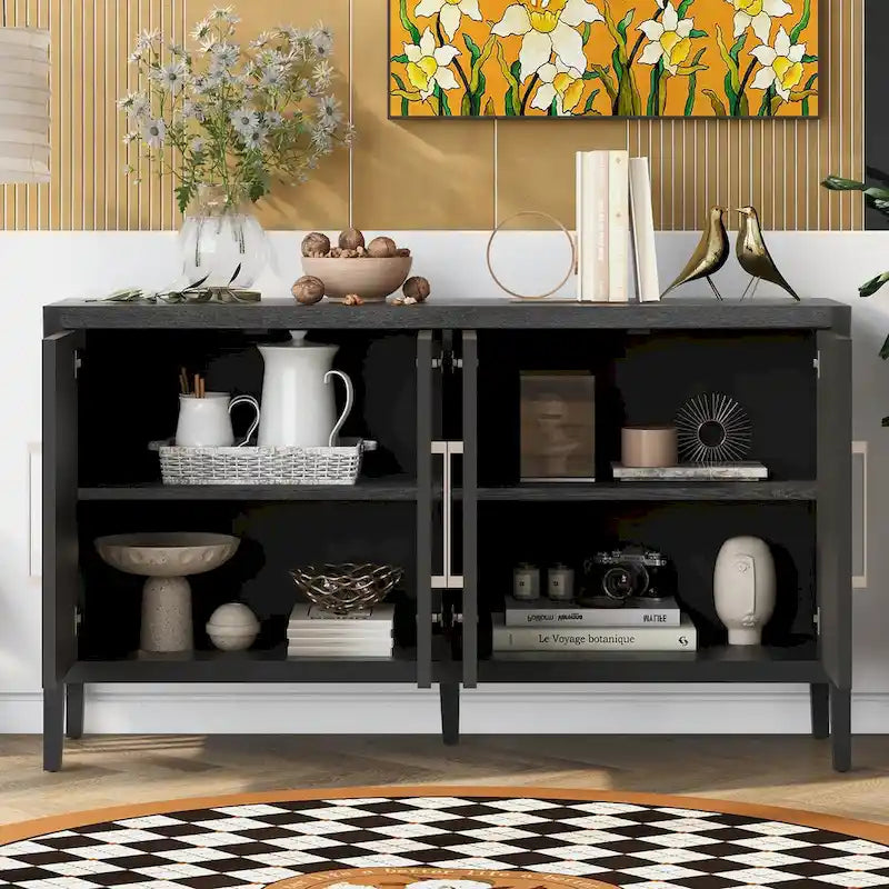 Meuble de rangement, buffet en bois avec étagères pour salon