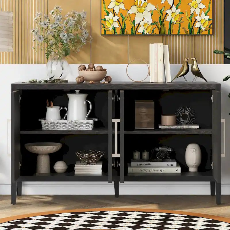 Meuble de rangement, buffet en bois avec étagères pour salon