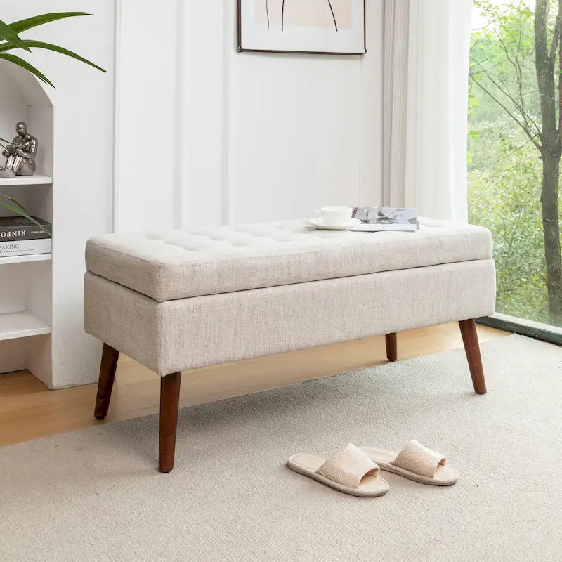 Banc de rangement avec banc de rangement pour chambre à coucher, banc de bout de lit, banc de pied de lit, banc d'entrée, pouf de rangement