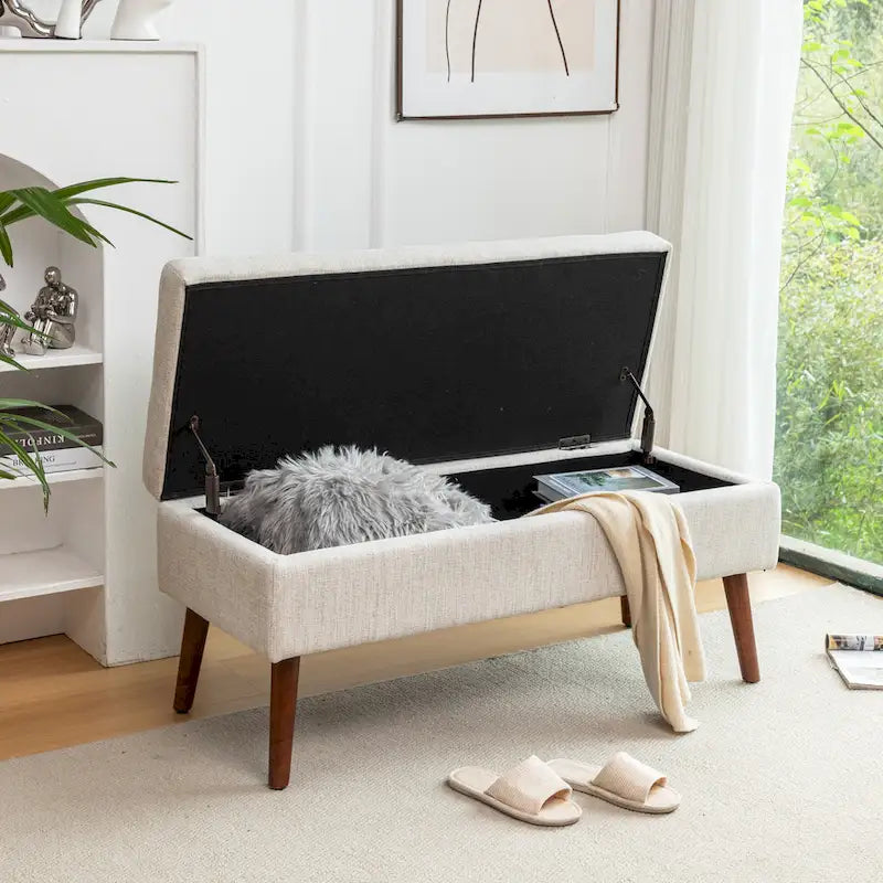 Banc de rangement avec banc de rangement pour chambre à coucher, banc de bout de lit, banc de pied de lit, banc d'entrée, pouf de rangement