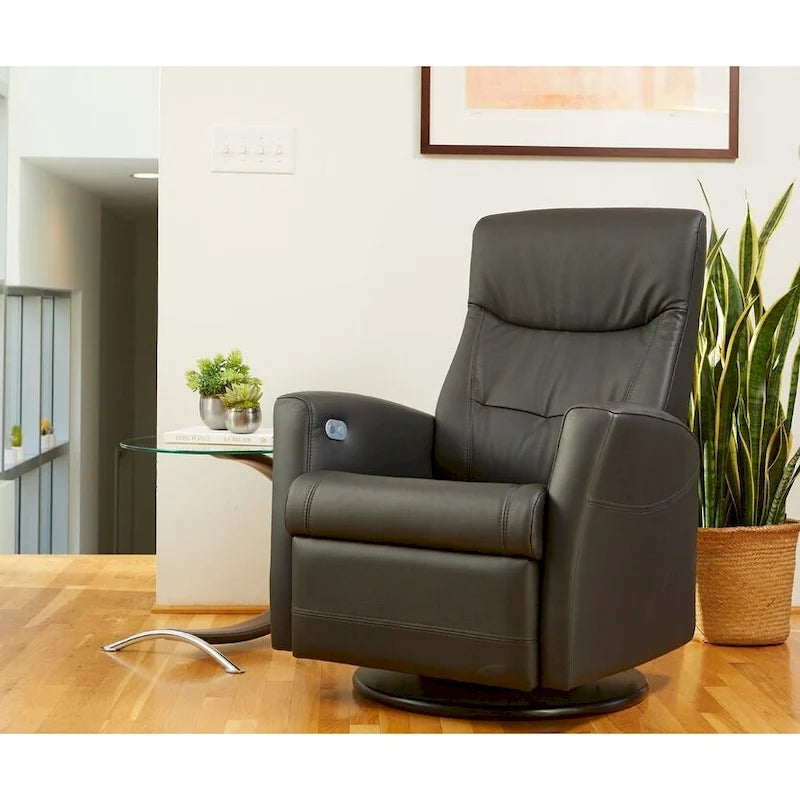 Fauteuil relax pivotant en cuir Oslo