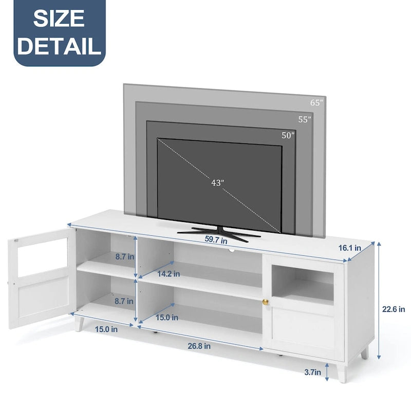 Meuble TV Console de Rangement pour Salon avec Étagères et Lumières LED - 151,6 cm L * 57,4 cm H * 40,9 cm P