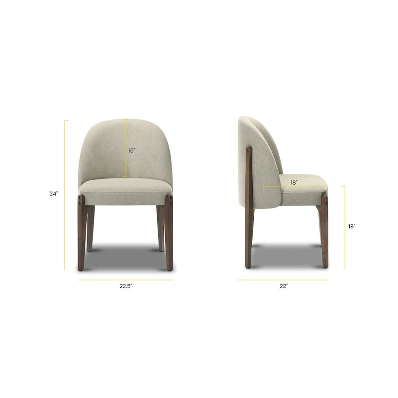 Chaise de salle à manger Pietta (lot de 2) - Tissu durable avec pieds en bois massif