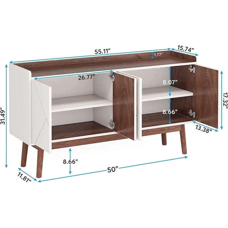 Buffet de cuisine de 140 cm, vaisselier, table d'appoint, bar à café avec rangement et portes pour salle à manger, salon, entrée