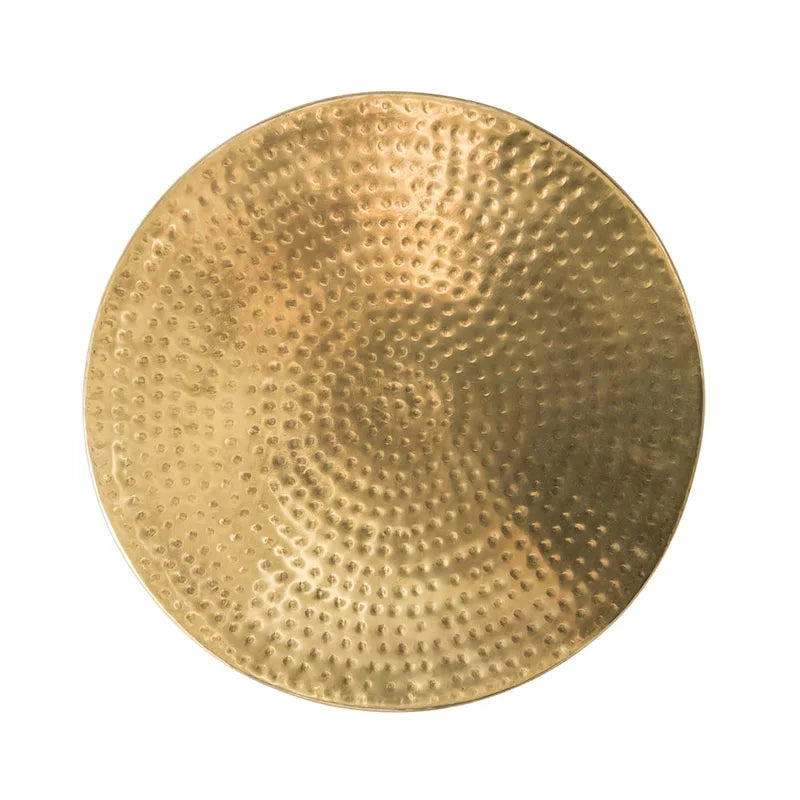 Table d'appoint-tambour martelée en laiton avec couvercle