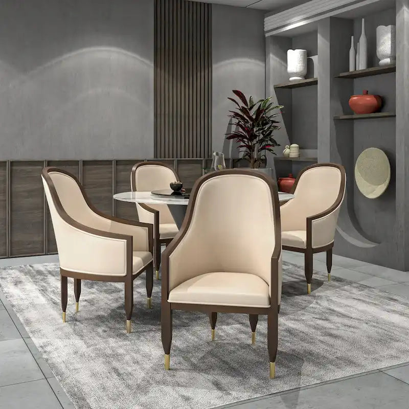 Leather Dining Chair with Arms with Rubberwood Frame Belle Series by 