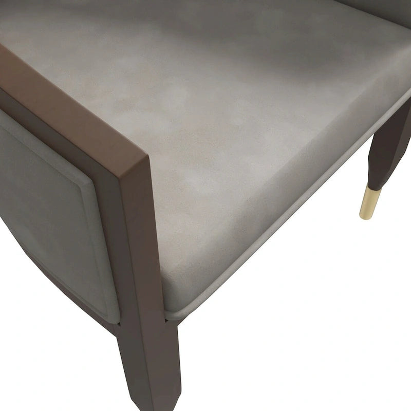 Chaise de salle à manger en cuir avec accoudoirs et cadre en bois d'hévéa série Belle par