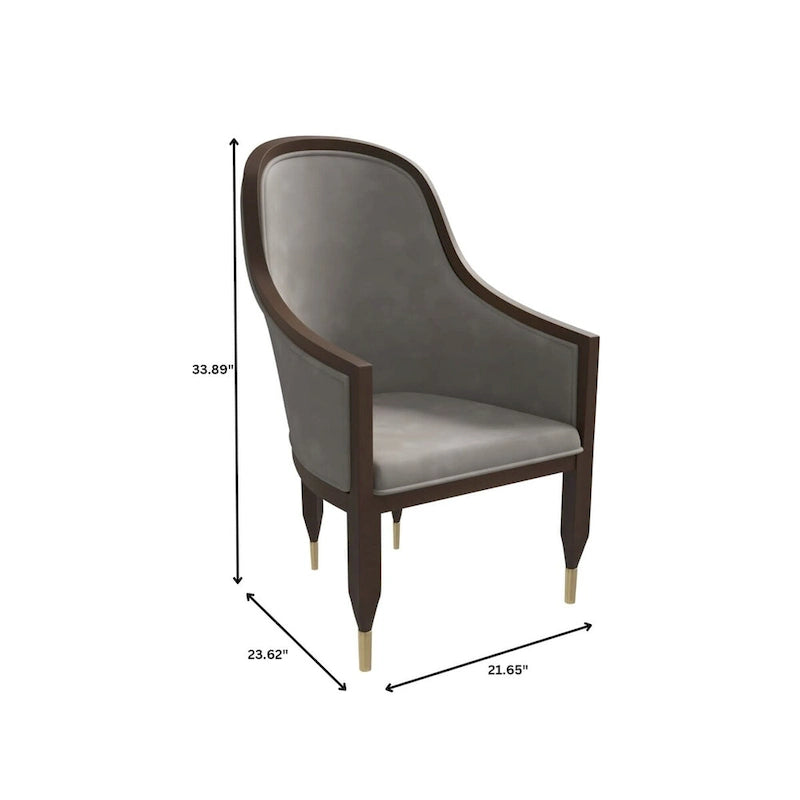 Chaise de salle à manger en cuir avec accoudoirs et cadre en bois d'hévéa série Belle par