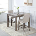  Farmhouse Style 3-piece Square Bar Table Set, 2 Upholstered Counter Stools with Bar Table Dining Set