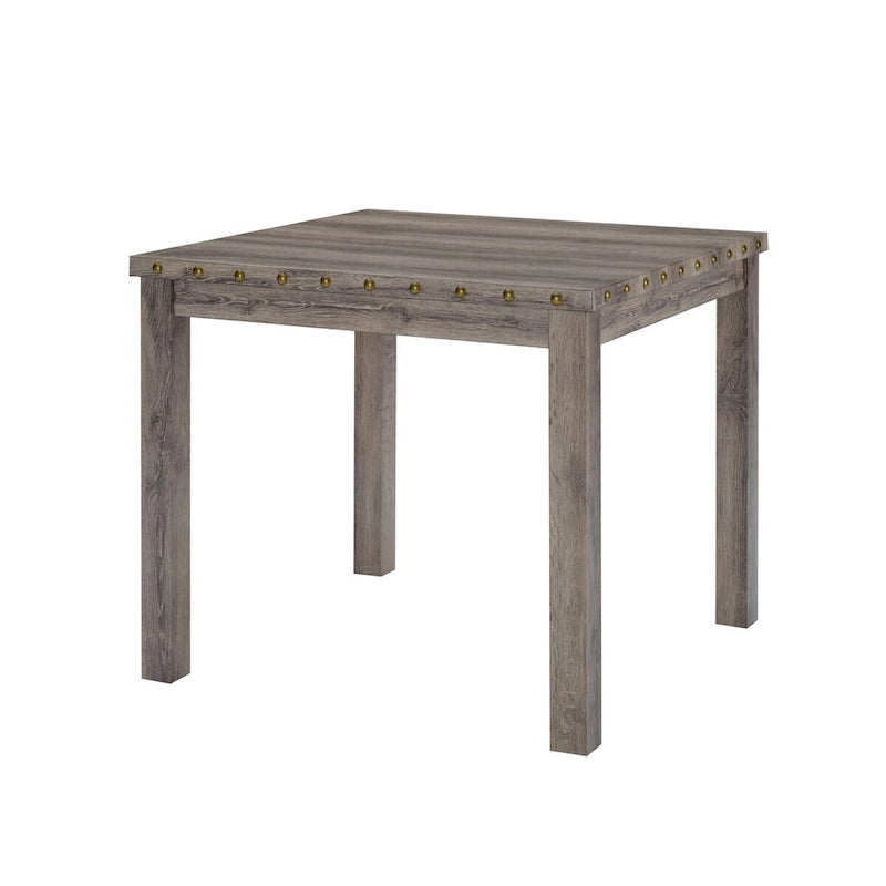 Ensemble de table de bar carrée 3 pièces de style rustique, 2 tabourets de bar rembourrés avec table de salle à manger