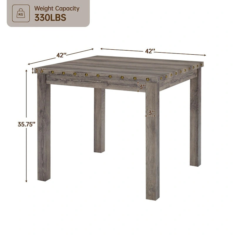 Ensemble de table de bar carrée 3 pièces de style rustique, 2 tabourets de bar rembourrés avec table de salle à manger