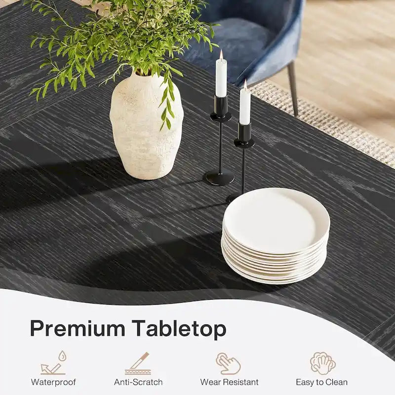 Table de salle à manger de grande ferme de 70,87 po pour 6 à 8 personnes, marron