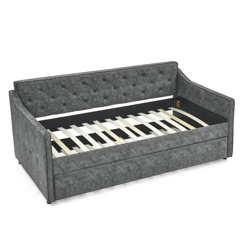 Lit de repos capitonné en tissu avec lit gigogne double