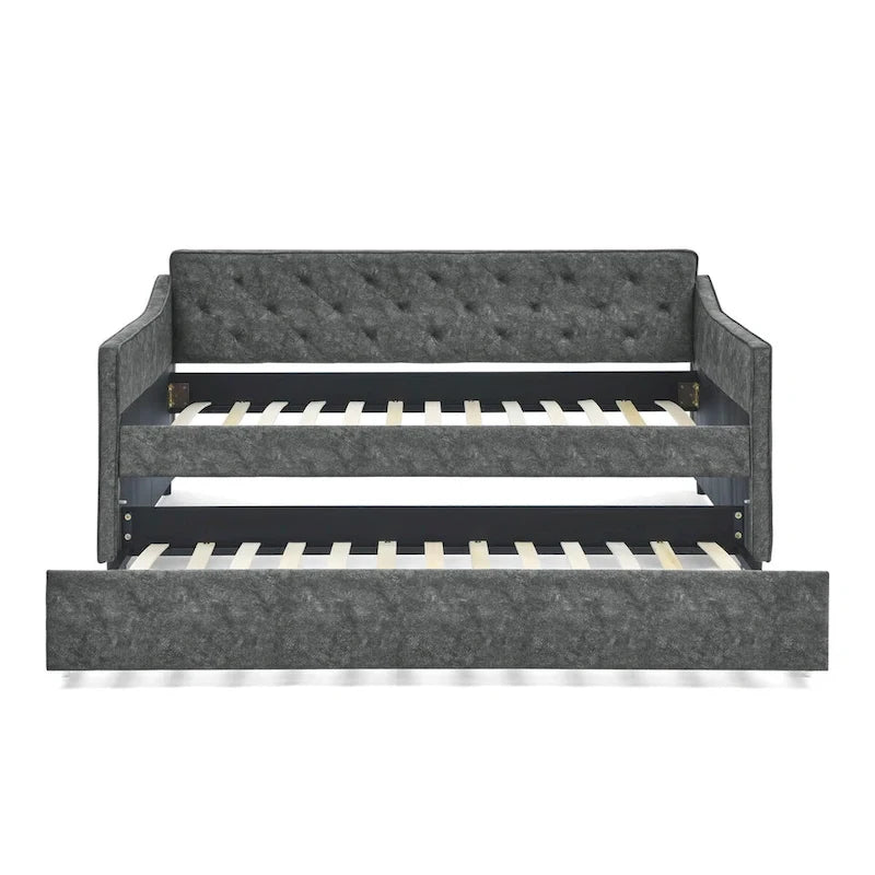 Lit de repos capitonné en tissu avec lit gigogne double