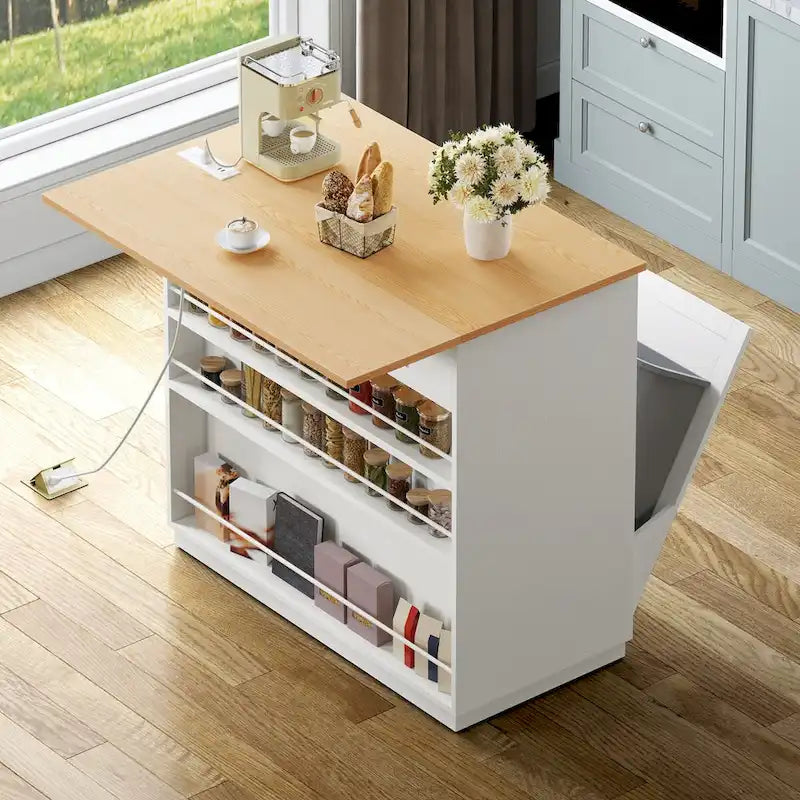 Dessertes de cuisine avec abattant et meuble poubelle double basculant