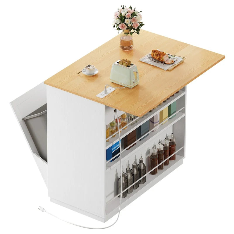 Dessertes de cuisine avec abattant et meuble poubelle double basculant
