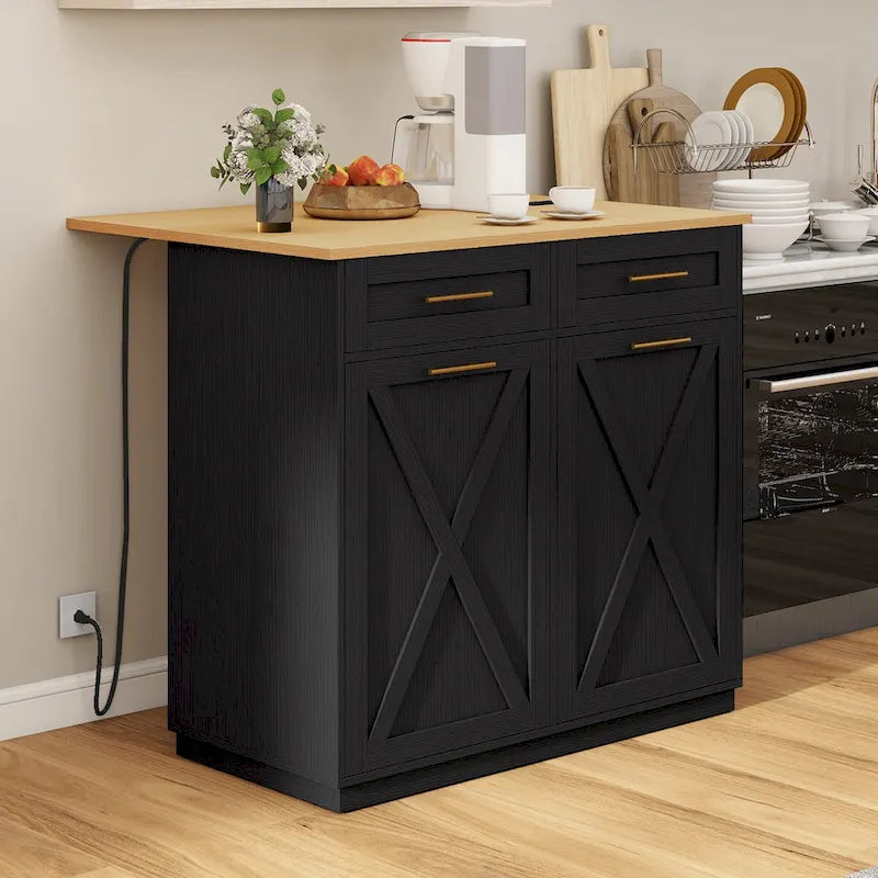 Dessertes de cuisine avec abattant et meuble poubelle double basculant
