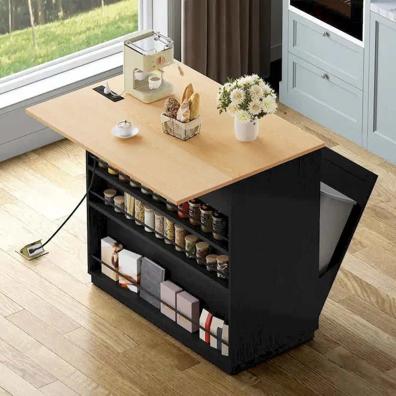 Dessertes de cuisine avec abattant et meuble poubelle double basculant