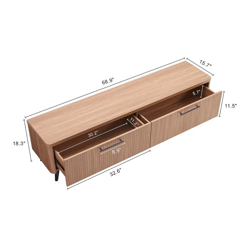 Meuble TV Jodie Mid-century moderne de 175 cm