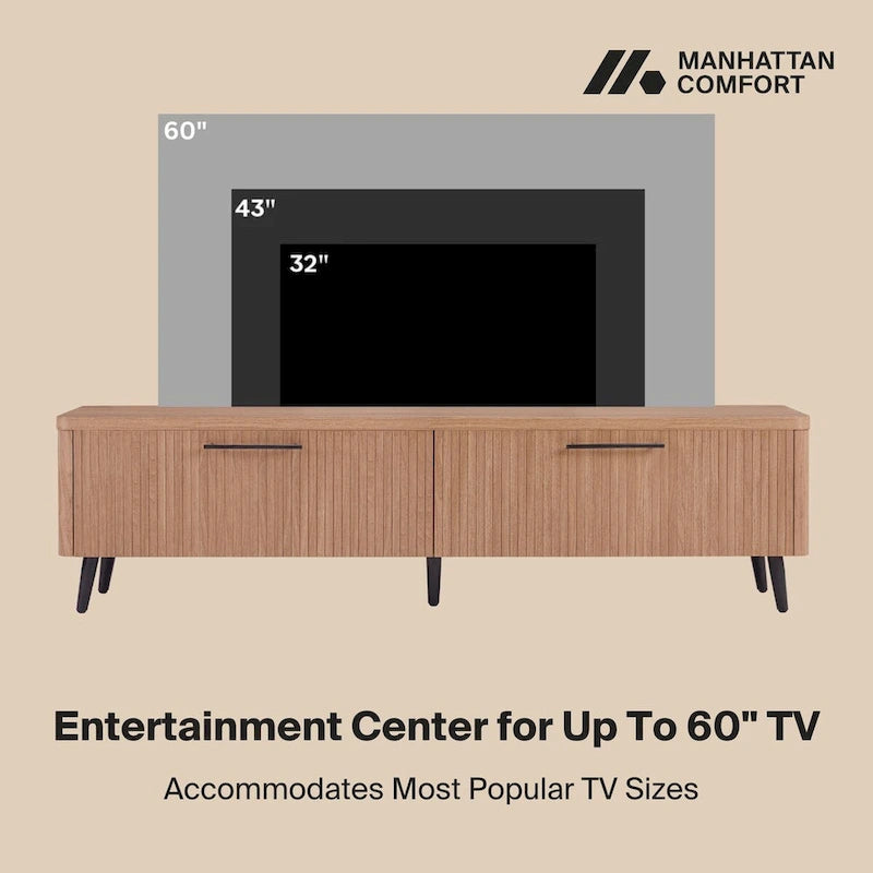 Meuble TV Jodie Mid-century moderne de 175 cm