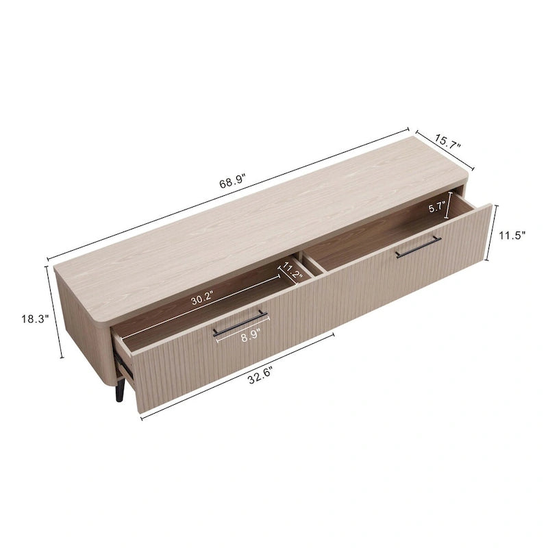 Meuble TV Jodie Mid-century moderne de 175 cm