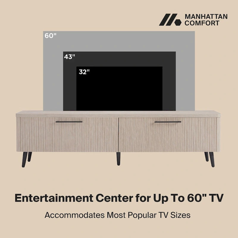 Meuble TV Jodie Mid-century moderne de 175 cm