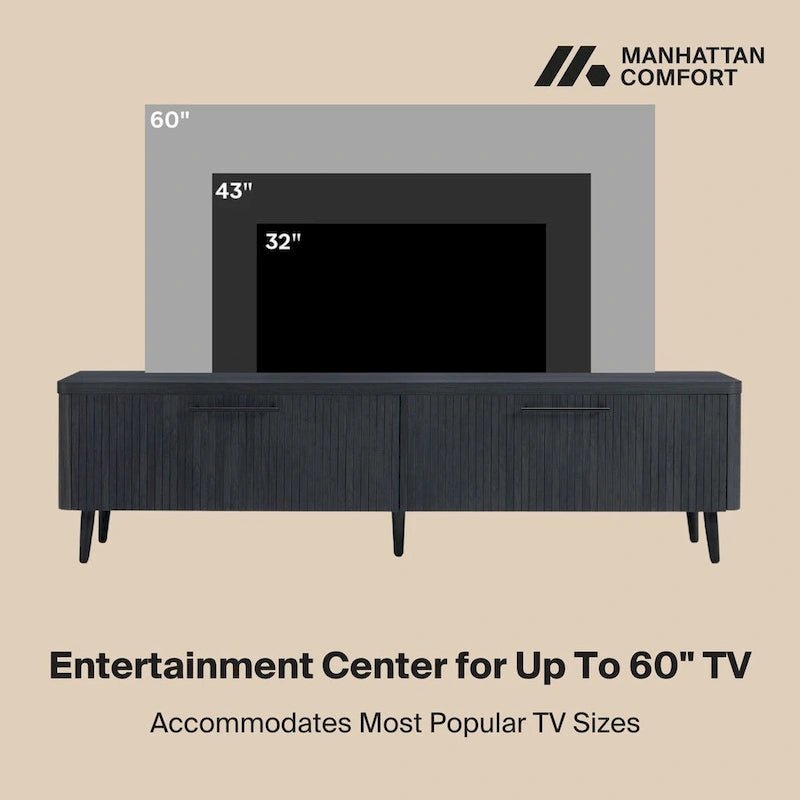 Meuble TV Jodie Mid-century moderne de 175 cm